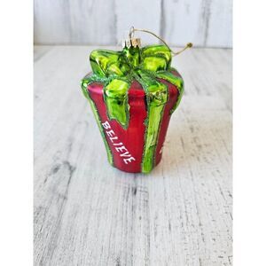 SOL OUT! St Nicholas Glass present ornament Xmas tree square